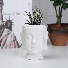 Wholesale supply of white ceramic succulent flower pots, simple desktop creative green plants, Buddha statues, flower ornaments, white