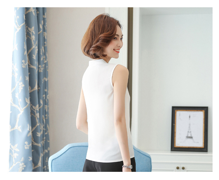 外贸雪纺衫女2022夏季新款时尚背心 V领无袖大码打底女装上衣衬衫详情15