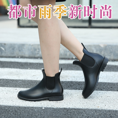 春東廠家批發現貨雨鞋女士雨靴防水加厚防滑膠鞋時尚潮流黑色水鞋