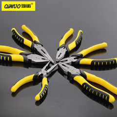 Qinuo pliers labor-saving multi-functional tiger leather handle wire pliers flat mouth wire pliers tool 8 inch No. 45 steel vise
