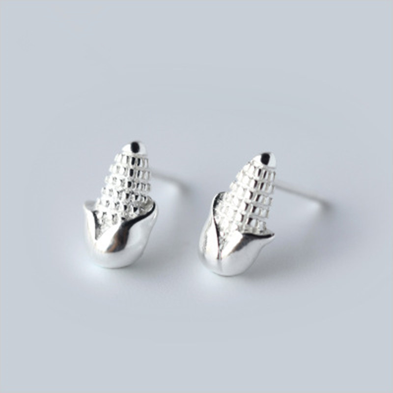 10g Weight No Inlaid Inlay Material Earrings, Ear Studs Classification Wedding, Travel Occasion Alloy Material Corn Pattern Women'S Gender Plating Design Fashion Style Gold, Silver Color Fashion Corn Plating Alloy No Inlaid Stud Earrings 7