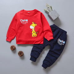 Children's spring and autumn set for girls, long-sleeved suit for boys and infants, two-piece set for 0-1-2-3 years old, suitable for 4-year-old middle and small children outerwear