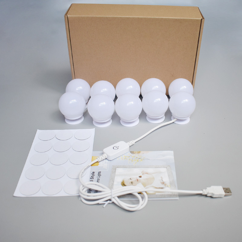 Manufactor Direct selling Mirror Lights usb Bathroom Mirror Lamp 10 Light led 5V Mirror Light Hollywood goods in stock
