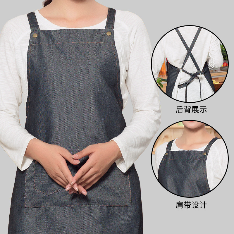 Delantal de lona personalizada impresión leche té Cafetería Restaurante hornear manicura moda coreana hombres y mujeres Ropa Trabajo