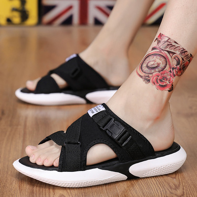 2018夏季新款室外拖鞋韩版潮流男式沙滩凉拖时尚个性外穿凉鞋|ru