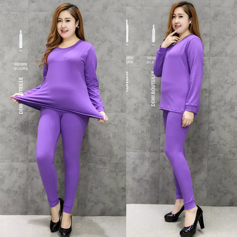 200斤胖MM棉拉架加肥大码秋衣裤女秋冬薄保暖内衣套装 一件代发