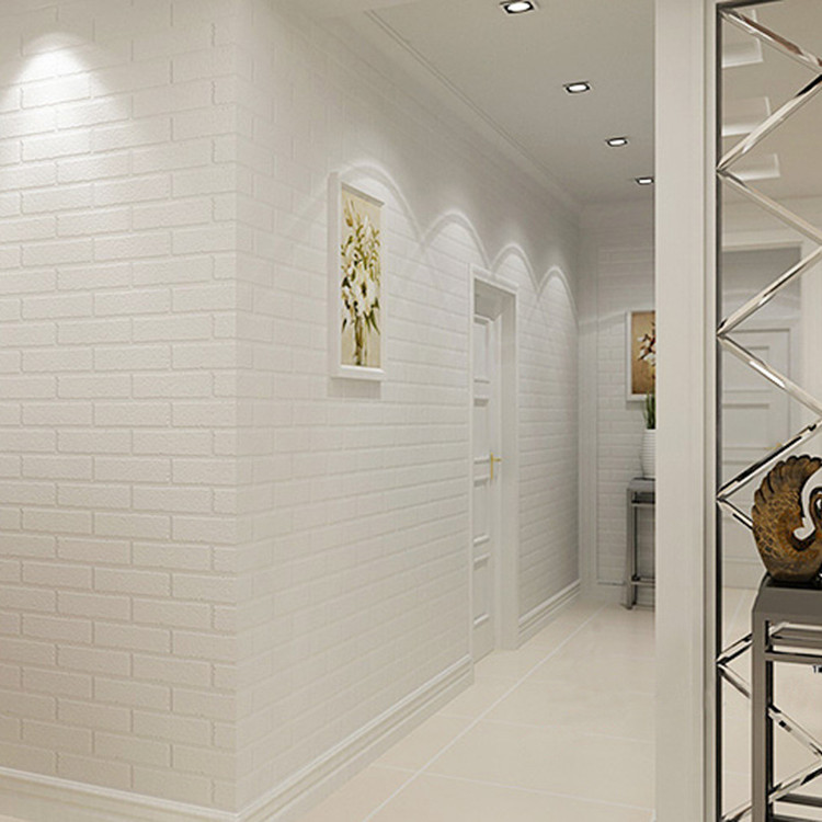加厚纯白色3d凹凸立体砖纹墙纸韩式服装店影楼店铺工程砖块壁纸 阿里巴巴