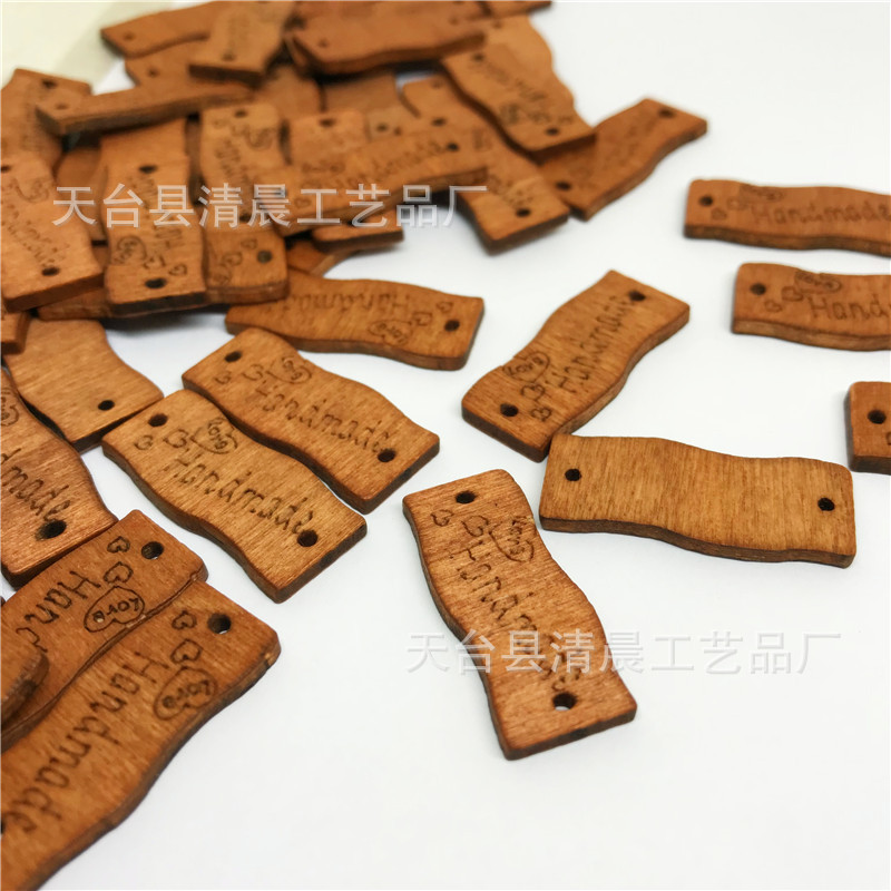 复古色木牌 木质铭牌纽扣手工木牌 激光打标handmade木标牌-阿里巴巴
