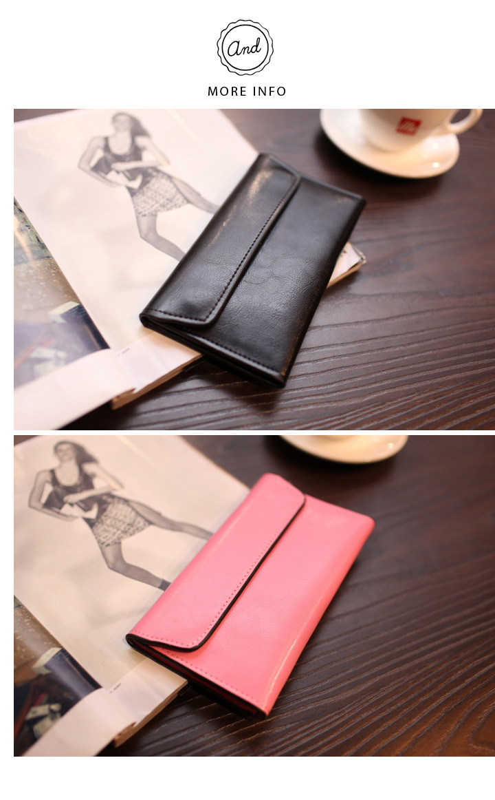 Women's Solid Color Leather Magnetic Buckle Wallets display picture 7