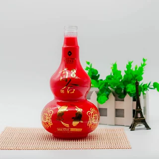 订制红色葫芦型酒瓶一斤装白酒玻璃瓶 烤金字金花烤花内容可设计