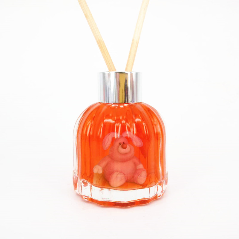 工厂供货100ml无火香薰瓶条纹透色玻璃瓶蜡烛装饰圆柱