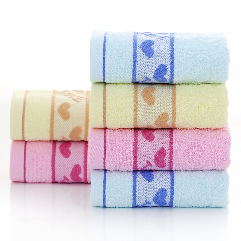 純棉毛巾廠家直銷 桃心純棉定制全棉面巾定做LOGO禮品毛巾批發