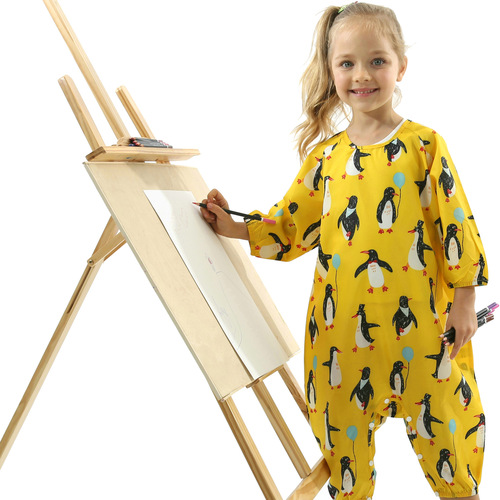 Korean version of multi-functional lightweight waterproof painting clothes, eating clothes and reverse dressing enbihouse children's one-piece coveralls