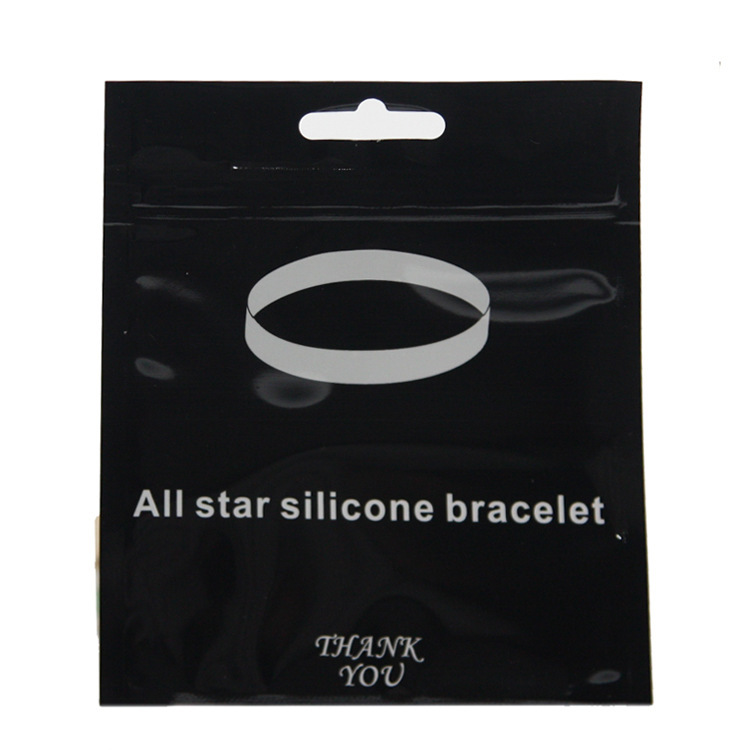 NBA手镯环圈硅胶腕带戒指项链纪念礼品篮球饰品黑色印刷PVC包装袋