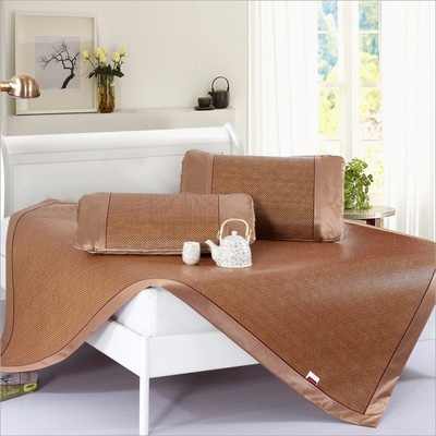 柳桥凉席藤席三件套1.8米单双人学生宿舍折叠夏凉双面席子1.5m|ru