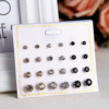 Fashionable earrings, set, small accessory, universal zirconium, European style, 12 pair, wholesale