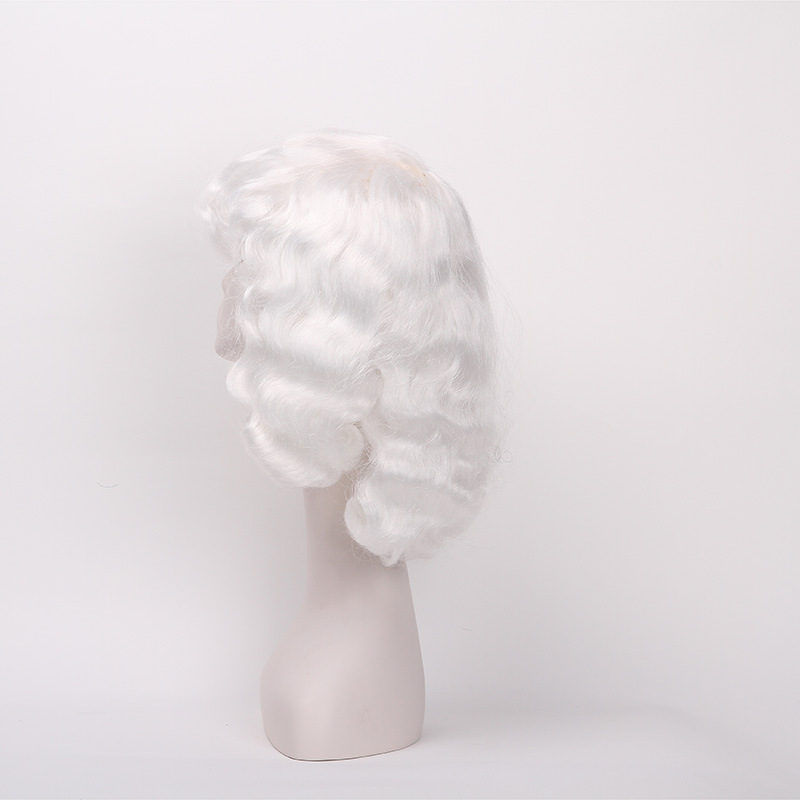 Newlook IMG-1374 nueva moda plateada ondulada pequeña peluca festiva de cabello rizado