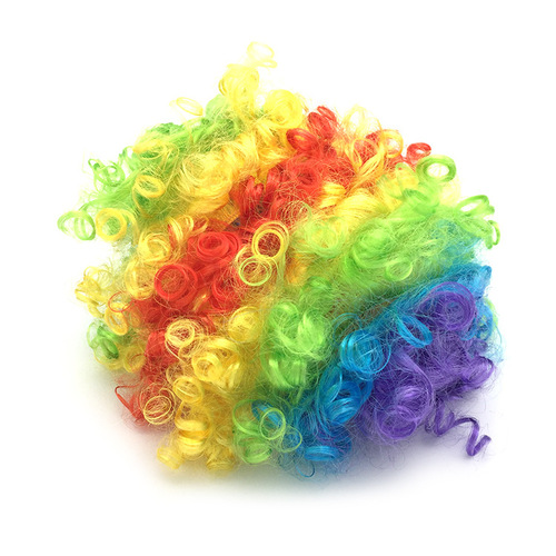 Clown wig colorful headgear curly party makeup cosplay Halloween clown red nose sponge prop