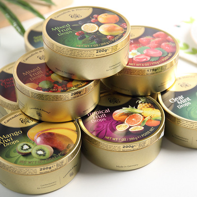 德国进口零食品 嘉云糖水果硬糖果 铁盒喜糖200g 多种口味可选|ms