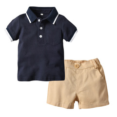 Wholesale 2023 Children's Apparel: European and American Kids' Polo Shirts, T-shirts, Short-sleeve Shirts, and Shorts Sets for Boys