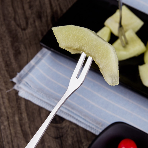 Stainless steel fruit fork, Korean creative fruit picks, two-tooth salad fork, Western dessert fork, tableware set