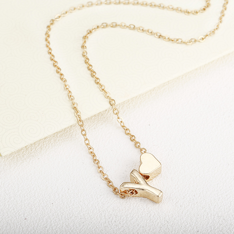Daily Occasion Alloy Material 1 Piece Simple Style Letter Heart Shape Alloy Plating Women's Pendant Necklace