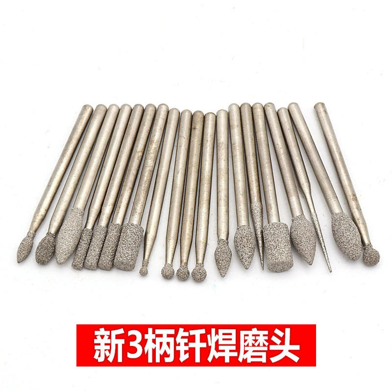 Новая 3-ручная паяльная алмазная шлифовальная головка цилиндрическая сферическая заостренная Нефритовая пилинг Гравировка Металл шлифование внутренних отверстий