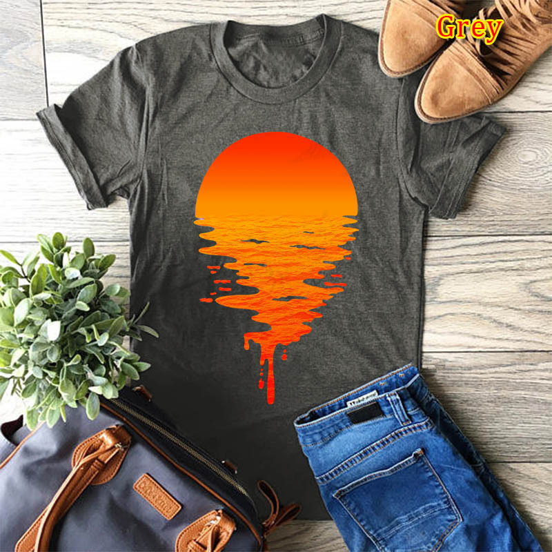 sunset graffiti round neck t-shirt  NSSN18964