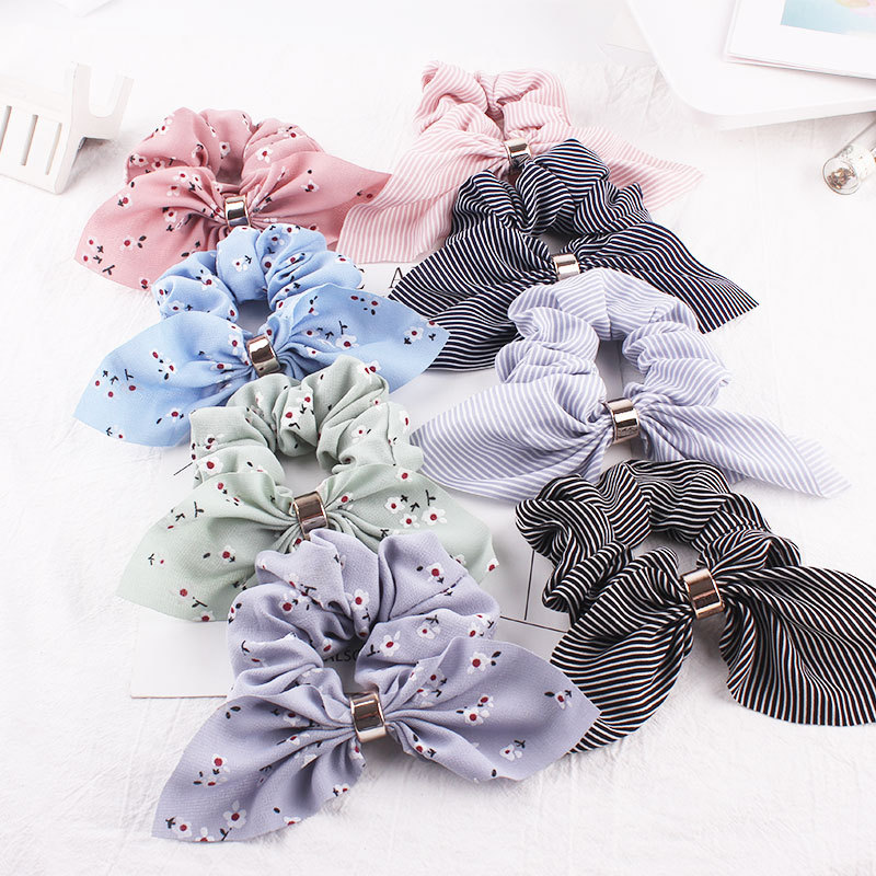 New Fashion Rabbit Ears Hair Rope Chiffon Metal Buckle Cheap Hair Ring Wholesale display picture 2
