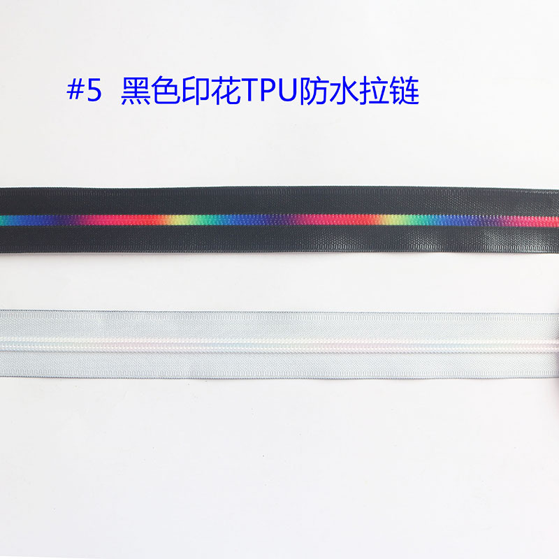 5# black printing Water splashing zipper Live TPU Water repellent film Raphe Rainbow printing Customize Other