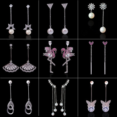 the republic of korea have more cash than can be accounted for tassels Earrings zircon Earrings S925 Silver needle Pearl Ear Studs source factory Accessories