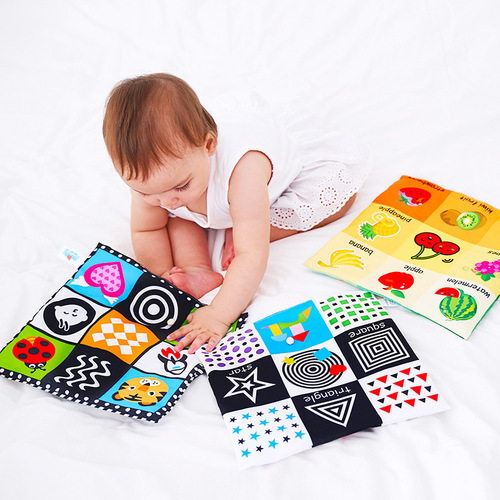 Baby nine-square grid newspaper cloth book early education ringing paper tear-resistant cloth book 0-3 years old BB toy ringing paper cloth book