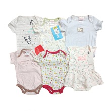 外單貿易尾貨夏季新生兒短袖棉爬爬衣0-24月連體衣嬰兒衣服