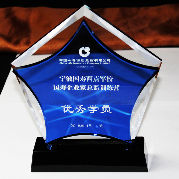 水晶奖杯定制定做创意刻字五角星奖品 员工颁奖纪念品奖牌 授权牌|ms