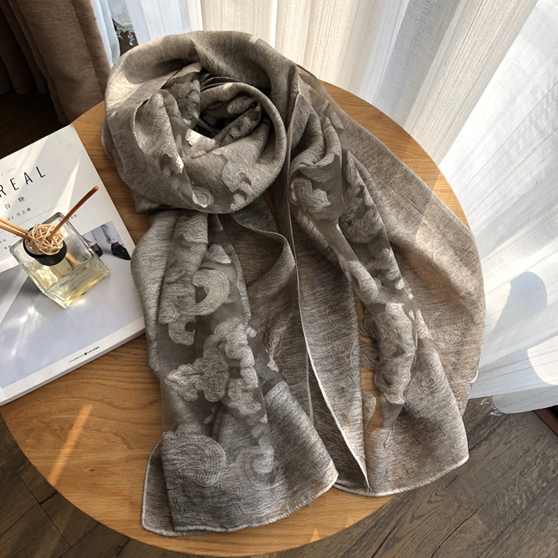 250g Weight Women's Elegant Solid Color Satin Silk Scarves