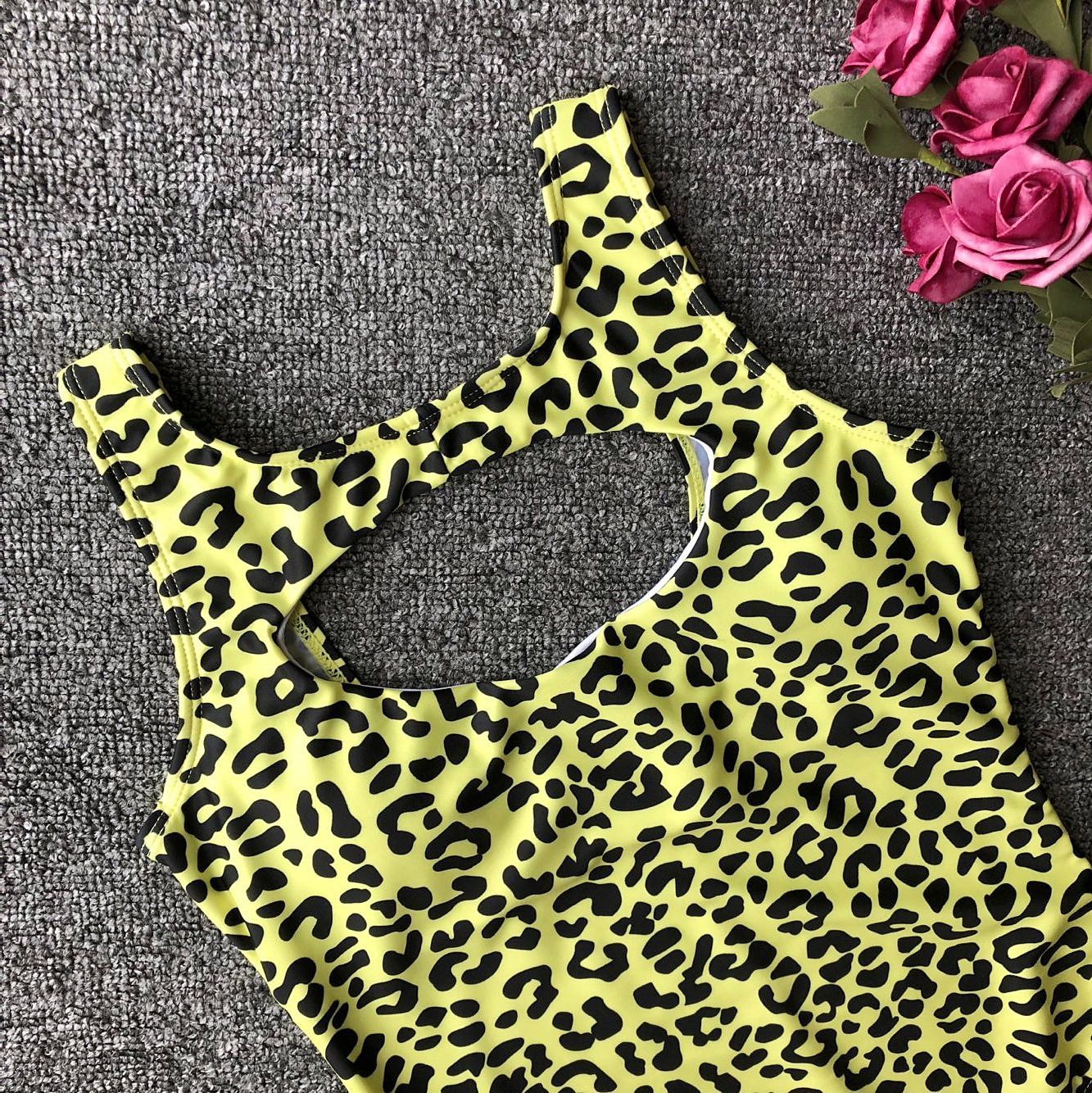 Sexy Leopard Print Hollow One-Piece Swimsuit NSCMB98703