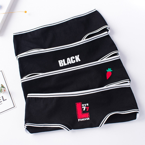 Black Series Underwear Sports Women's Cotton Mid-waist Women's Cotton Briefs Top Cotton Girls' Pants
