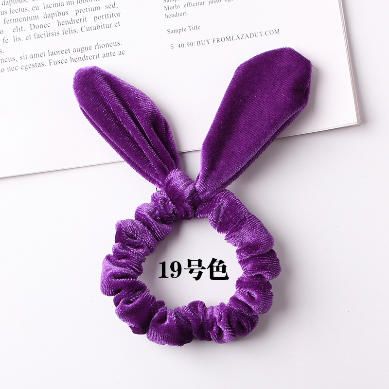 Neuer Goldener Samt Stahl Seide Kaninchen Ohren Flanell Koreanische Einfache Mode Haars Eil Haar Ring Grenz Überschreitend 2021 display picture 11