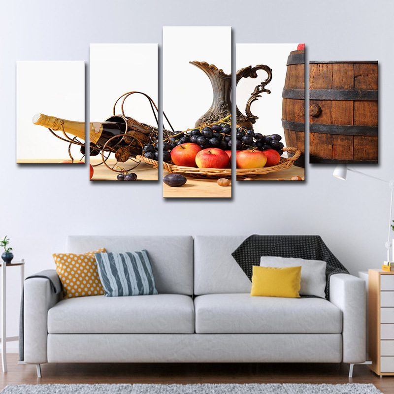 Cross-border AliExpress wish wall art picture frame kitchen dining room decoration 5 wine fruit wood bucket living room Cross-border AliExpress wish wall art picture frame kitchen dining room decoration 5 wine fruit wood bucket living room