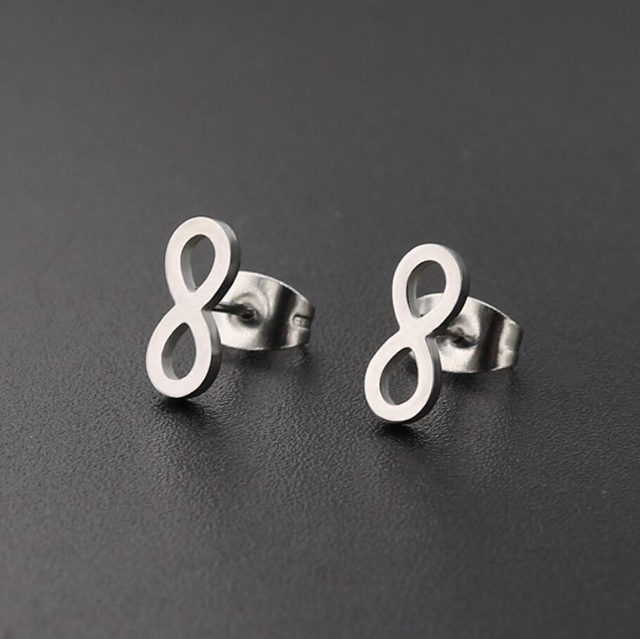 Infinity Pattern Women'S Gender PVD Coated 18K Gold Real Gold Plated Infinity 304 Stainless Steel Fashion Waterproof Non Tarnish Ear Studs