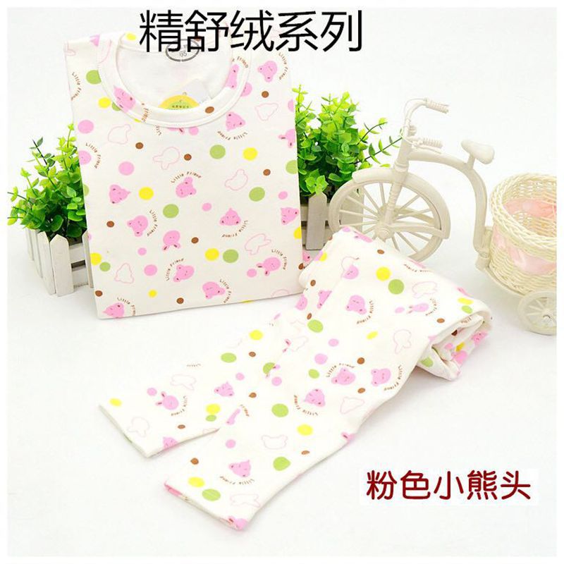 Jiao Jin Long Tan brand children Underwear Shu Rongmian Cartoon Thermal Underwear suit Brushed Home Furnishings pajamas