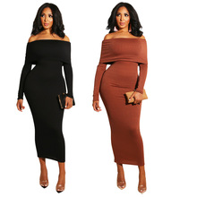 下架接受定制YM-8299 速卖通亚马逊爆款女装长袖裹胸连衣裙秋冬