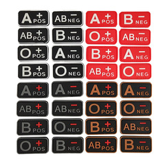 3D PVC A + B+ AB + O+陽性POS血型小組補丁戰術士氣軍事橡膠徽章