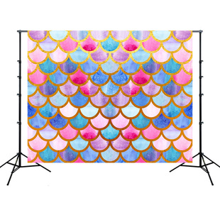 New mermaid photography background cloth birthday party 3D children Photo photography digital background foreign trade export