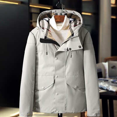 冬季外套韩版男士外套连帽休闲款加厚白鸭绒保暖羽绒服男一件代发|ms