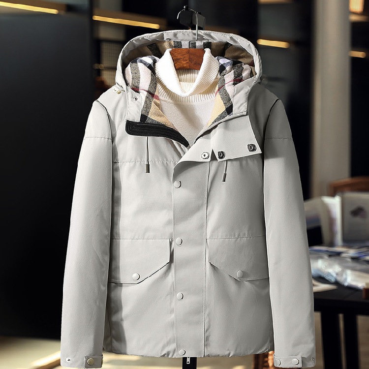 冬季外套韩版男士外套连帽休闲款加厚白鸭绒保暖羽绒服男一件代发|ms