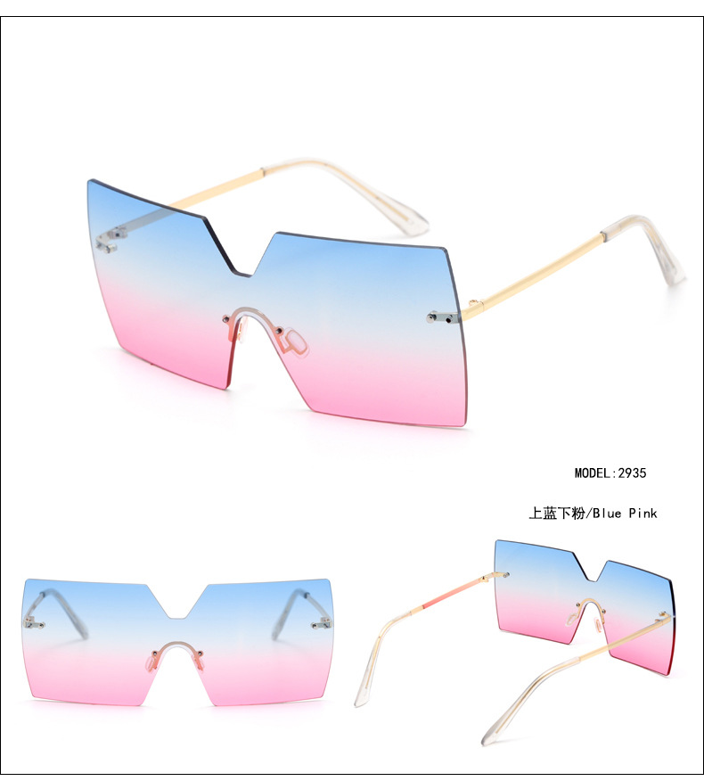 New Korean Fashion Style Rimless Big Frame One-piece Sunglasses display picture 9