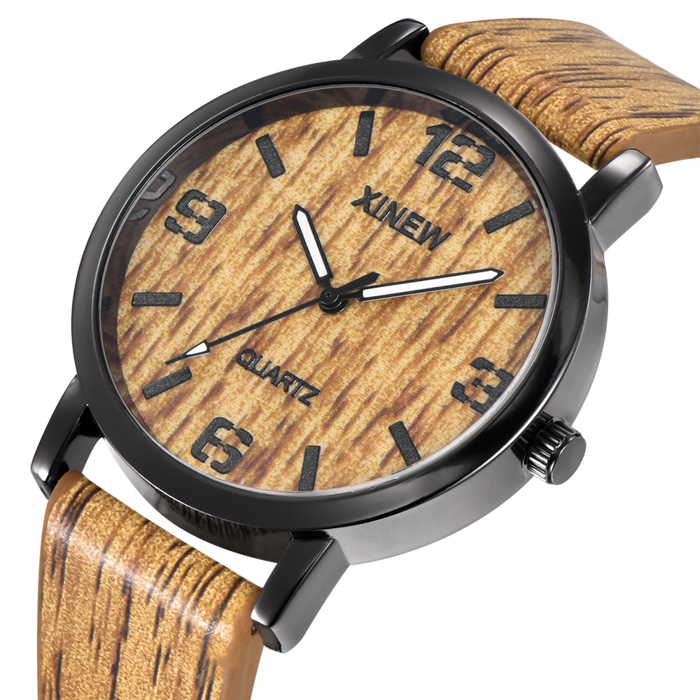 Mens Watches Simple Bark Pattern Leather Gifts Wristwatch