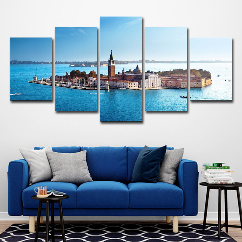 Cross-border cross-border Aliexpress5 frame home decoration panel Island surrounding marine landscape art wall