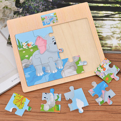 Wooden puzzle 12pcs cartoon pattern puzzle children's flat board puzzle toy direct sale customized